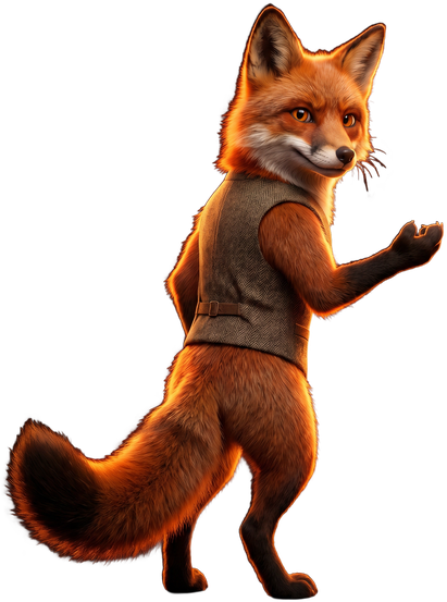 Foxfora mascot beckoning