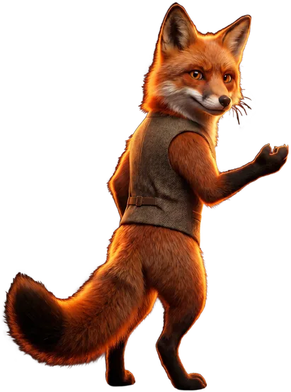 Foxfora mascot beckoning