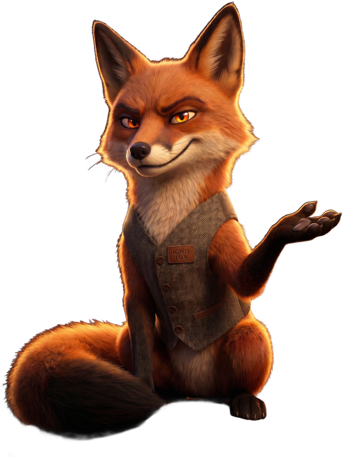 Foxfora mascot presenting the work