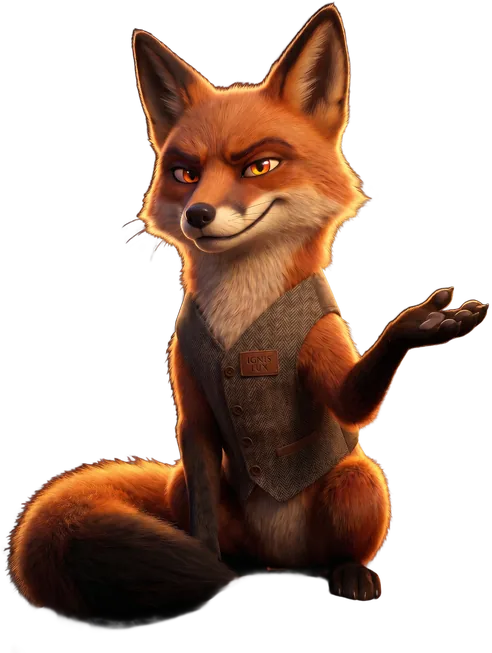 Foxfora mascot presenting the work