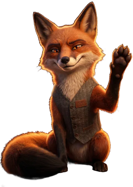 Foxfora mascot waving goodbye