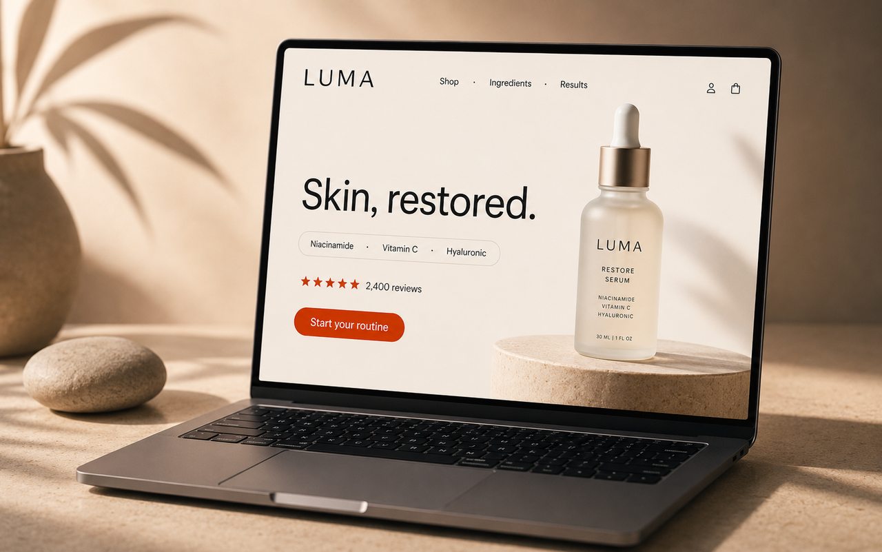 Skincare store homepage we built