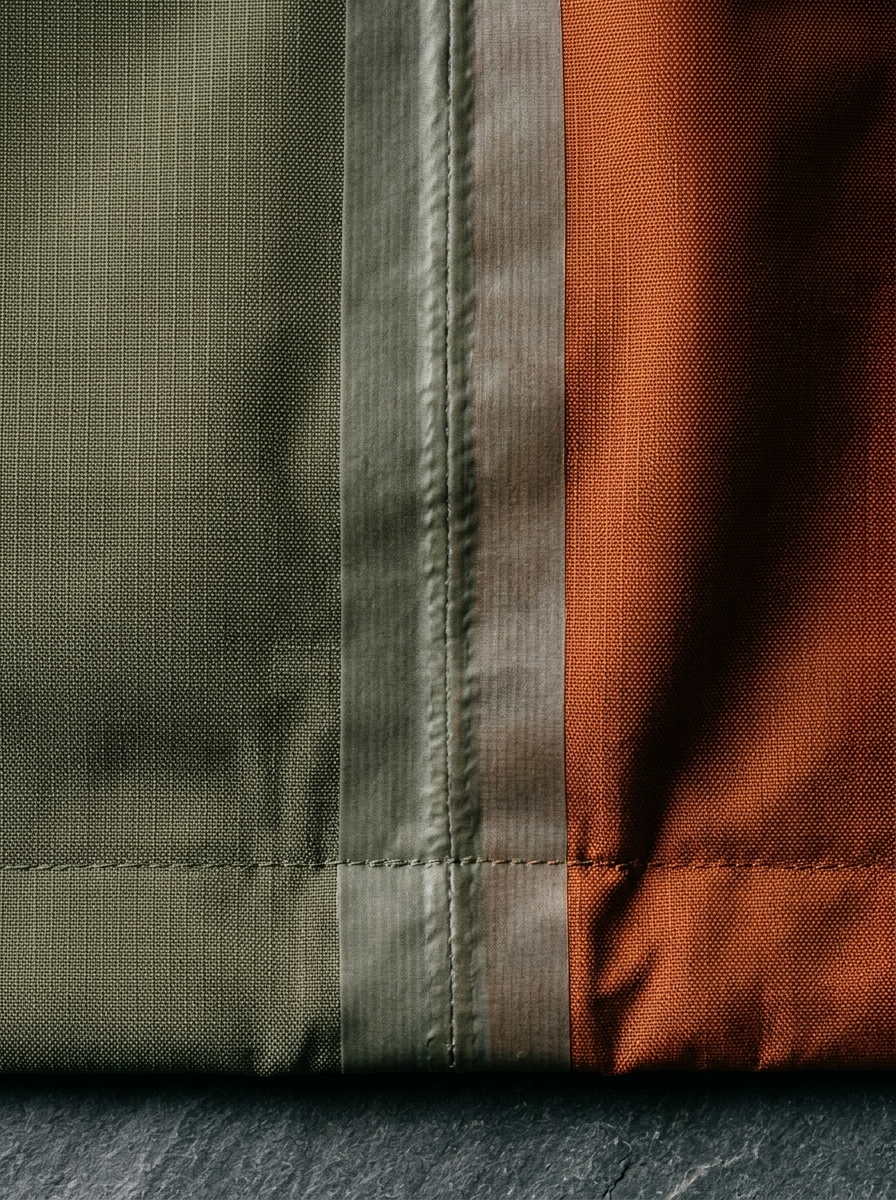 Macro photograph of a taped seam
