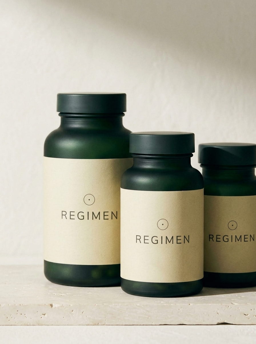 A supplement range on a warm stone surface