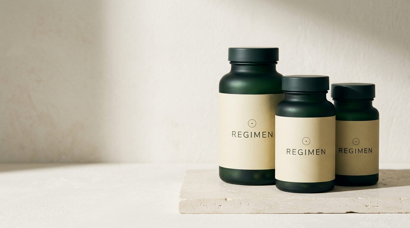 A supplement range on a warm stone surface