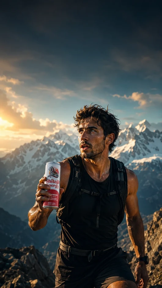 Athlete with Shilajit Energy in the mountains
